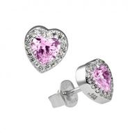 Diamonfire Clear Pink Cubic Zirconia Heart Earrings 62-1464-1-102