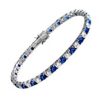 Diamonfire Silver Clear Blue Cubic Zirconia Tennis Bracelet 64-0463-1-089