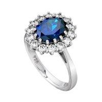 Diamonfire Silver and Blue Zirconia Oval Cluster Ring