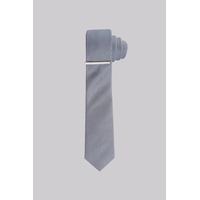 dkny light grey textured silk skinny tie and tie bar