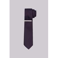 dkny aubergine satin skinny tie with tie pin