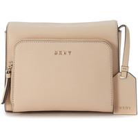 dkny clutch made of rose leather saffiano womens shoulder bag in pink