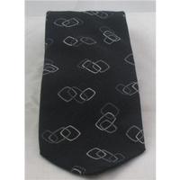 DKNY black & grey patterned wool/silk mix tie