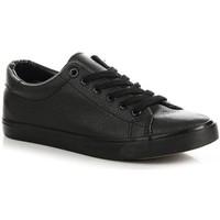 dk czarne ekoskra sznurowane ptrampki womens shoes trainers in black