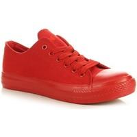 dk czerwone tekstylne sznurowane ptrampki womens shoes trainers in red