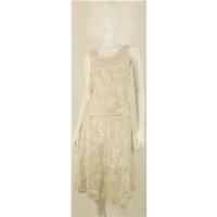 dkny size 6 sugar rush cream silver metallic brocade top and skirt set