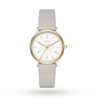 DKNY Minetta Gold-Tone and Plaster Leather Three-Hand Watch