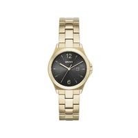 DKNY Parsons ladies\' black dial gold-tone bracelet watch