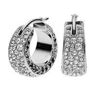 dkny ladies stainless steel crystal glitz hoop earrings nj2030040