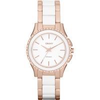 dkny ladies rose gold plated white ceramic fashion watch ny8821