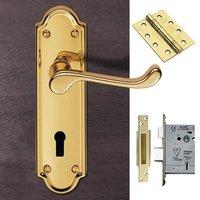 dl17 ashtead lever lock polished brass handle pack