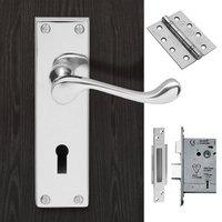 DL54 Victorian Scroll Suite Lever Lock Polished Chrome Handle Pack
