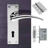 dl64 wing contemporary lever lock polished chrome handle pack