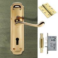 DL68 Birkdale Suite Lever Lock Polished Brass Door Handle Pack