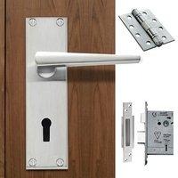 DL75 Victorian Contemporary Lever Lock Satin Chrome Handle Pack