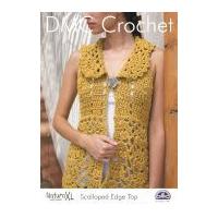 DMC Ladies Scalloped Edge Top Natura Crochet Pattern Super Chunky