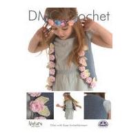 DMC Girls Gilet with Rose Embellishment Natura Crochet Pattern 4 Ply