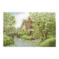 DMC River Scene with Thatched Cottage Counted Cross Stitch Kit