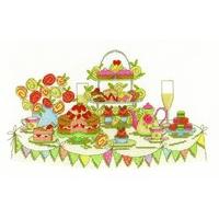 dmc afternoon tea party cross stitch kit 100 percent cotton multi colo ...