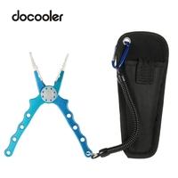 Docooler Multifunctional Lightweight Fishing Lure Pliers Aluminum Alloy Fishing Plier Serrated Tackle Cutter with Carrying Case Lanyard Sheath