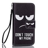 Don\'t Touch My Phone Magnetic Leather Stand Full Body Case with Lanyard for iPhone SE / 5 / 5S