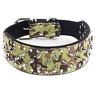 Dog Collar Adjustable/Retractable / Studded Rock Green / Brown / Purple PU Leather