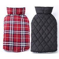 Dog Coat Vest Dog Clothes Winter Spring/Fall Plaid/Check Keep Warm Reversible Beige Brown Red Green