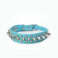 Dog Collar Adjustable/Retractable / Studded Rock Red / Blue / Brown / Pink / Multicolor PU Leather