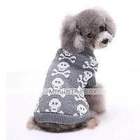 Dog Sweater Dog Clothes Winter Skulls Cute Keep Warm Black Gray Red