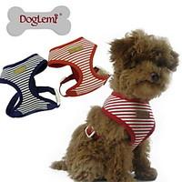 dog harness adjustableretractable stripe red blue fabric