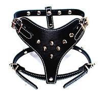 Dog Harness Adjustable/Retractable / Studded Rock / Music Red / Black / Pink PU Leather