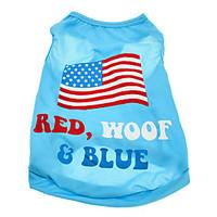 Dog Shirt / T-Shirt Blue Dog Clothes Summer National Flag / American/USA