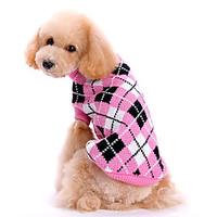 Dog Sweater Pink Dog Clothes Winter / Spring/Fall Plaid/Check Cute / Keep Warm