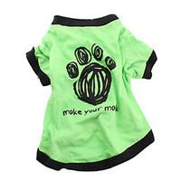 Dog Shirt / T-Shirt Green Dog Clothes Summer Letter Number Casual/Daily