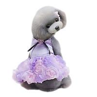 Dog Dress Dog Clothes Summer Flower Cute Wedding Fashion Gray Purple Pink