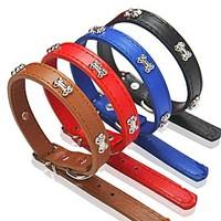 Dog Collar Adjustable/Retractable Red / Black / Blue / Brown PU Leather