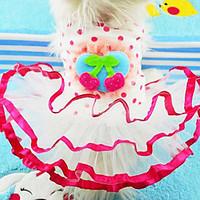 Dog Dress Red / Yellow / Pink Dog Clothes Spring/Fall Bowknot / Fruit Fashion