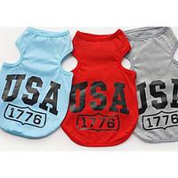 Dog Shirt / T-Shirt Vest Dog Clothes Summer Letter Number Casual/Daily Gray Red Blue