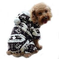 Dog Hoodie Clothes/Jumpsuit Pajamas Dog Clothes Winter Spring/Fall Reindeer Cute Keep Warm Gray Coffee Blue Pink