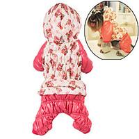 Dog Hoodie Clothes/Jumpsuit Dog Clothes Winter Floral / Botanical Cute Casual/Daily Keep Warm Rose Pink