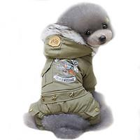 Dog Coat Hoodie Dog Clothes Winter Spring/Fall Police/Military Cosplay Fashion Windproof Keep Warm Hunter Green Khaki