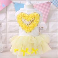 Dog Dress Yellow / Pink Dog Clothes Summer Hearts Fashion