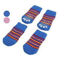 Dog Socks Casual/Daily Keep Warm Winter Spring/Fall Stripe Blue Pink Cotton