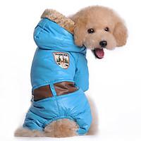 Dog Coat Hoodie Clothes/Jumpsuit Dog Clothes Winter Spring/Fall Solid Keep Warm Windproof Blue Pink