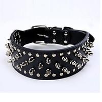 Dog Collar Adjustable Retractable Studded PU Leather