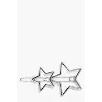 Double Star Hair Clip - silver