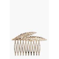 Double Feather Hair Slide - gold