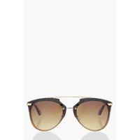 Double Bridged Framless Sunglasses - gold