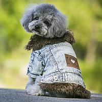 Dog Coat Denim Jacket/Jeans Jacket Dog Clothes Cowboy Fashion Keep Warm Jeans Black Blue