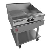 dominator plus 800mm wide half ribbed griddle on mobile stand e3481r